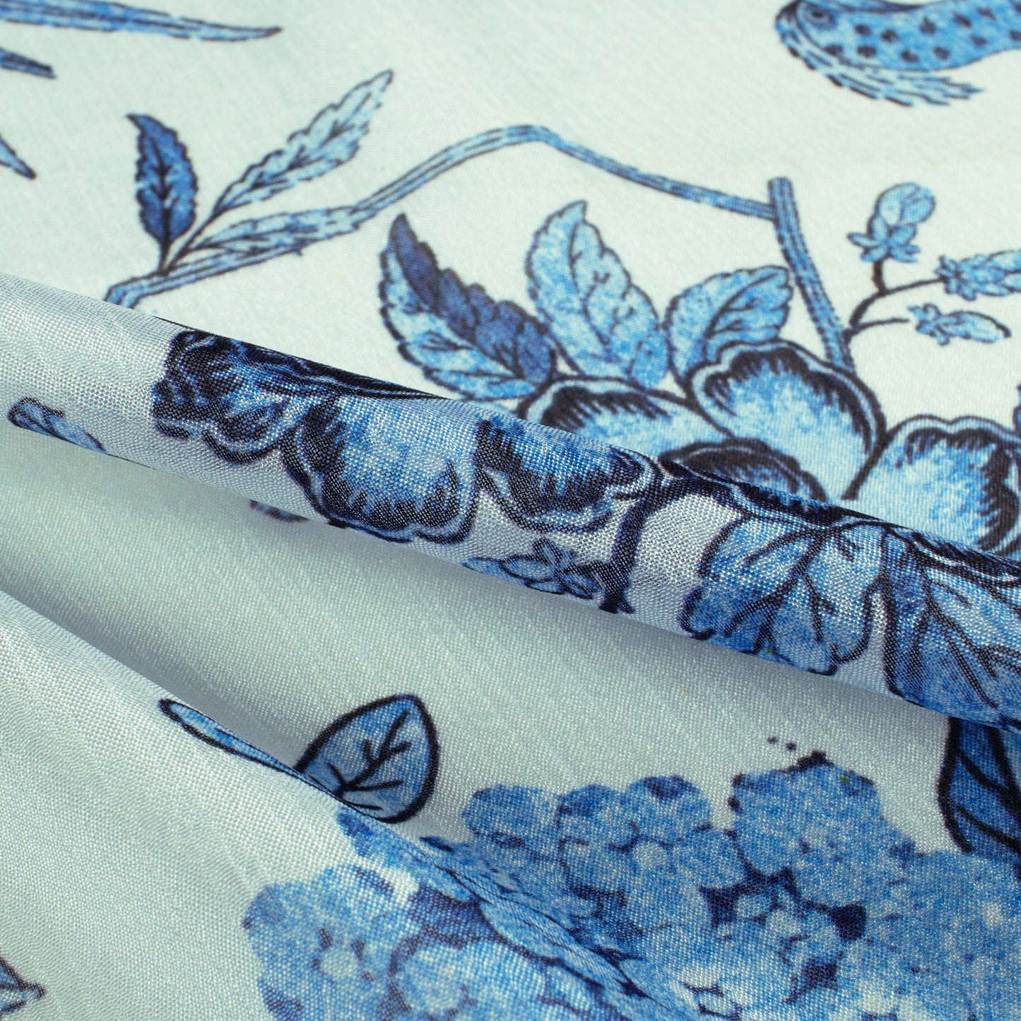 Impresive Tufts Blue Floral Digital Print Poly Chinnon Chiffon Fabric