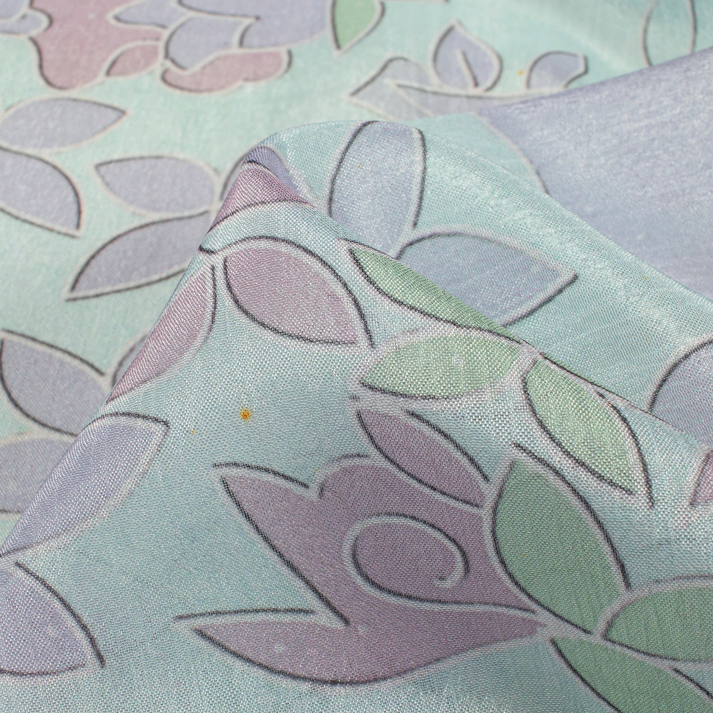 Heather Purple Floral Digital Print Poly Chinnon Chiffon Fabric