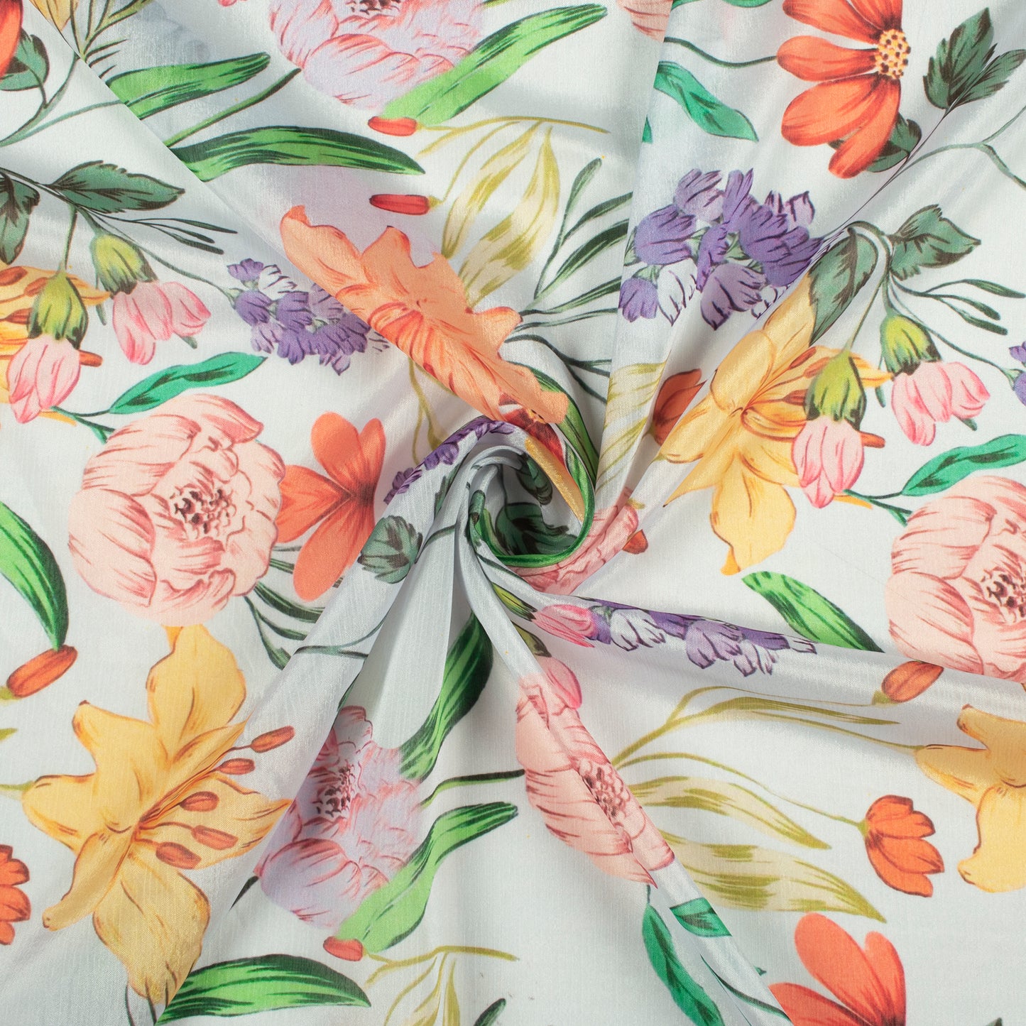 Trendy Yellow Floral Digital Print Poly Chinnon Chiffon Fabric