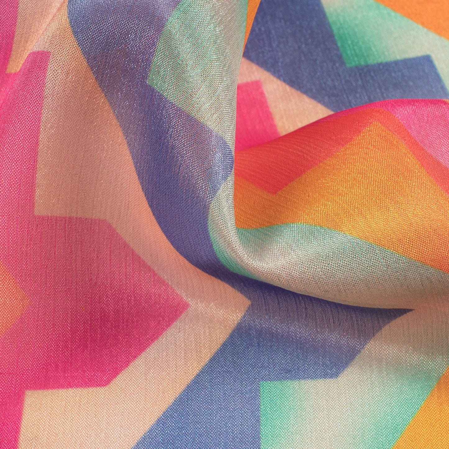 Exclusive Multi-Color Chevron Digital Print Poly Chinnon Chiffon Fabric