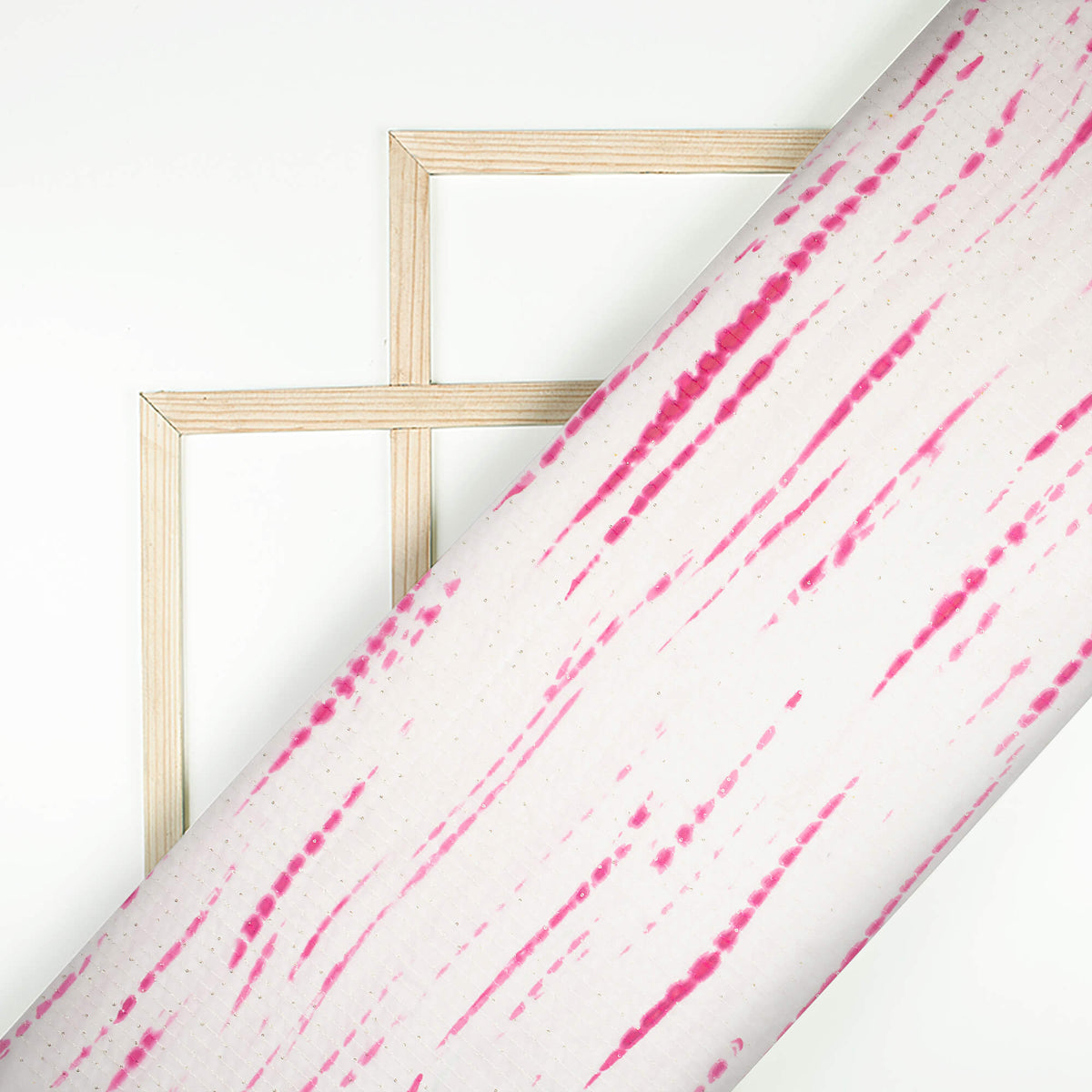Hot Pink And White Shibori  Digital Print Premium Sequins Georgette Fabric