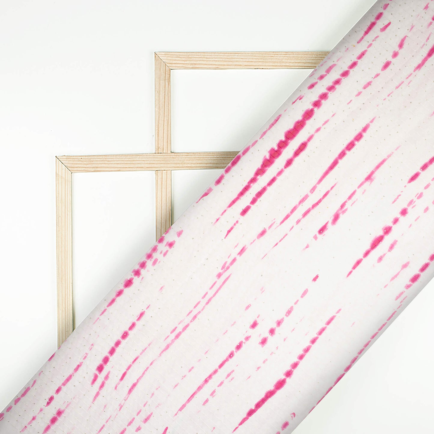 Hot Pink And White Shiiborii Digital Print Premium Sequins Georgette Fabric