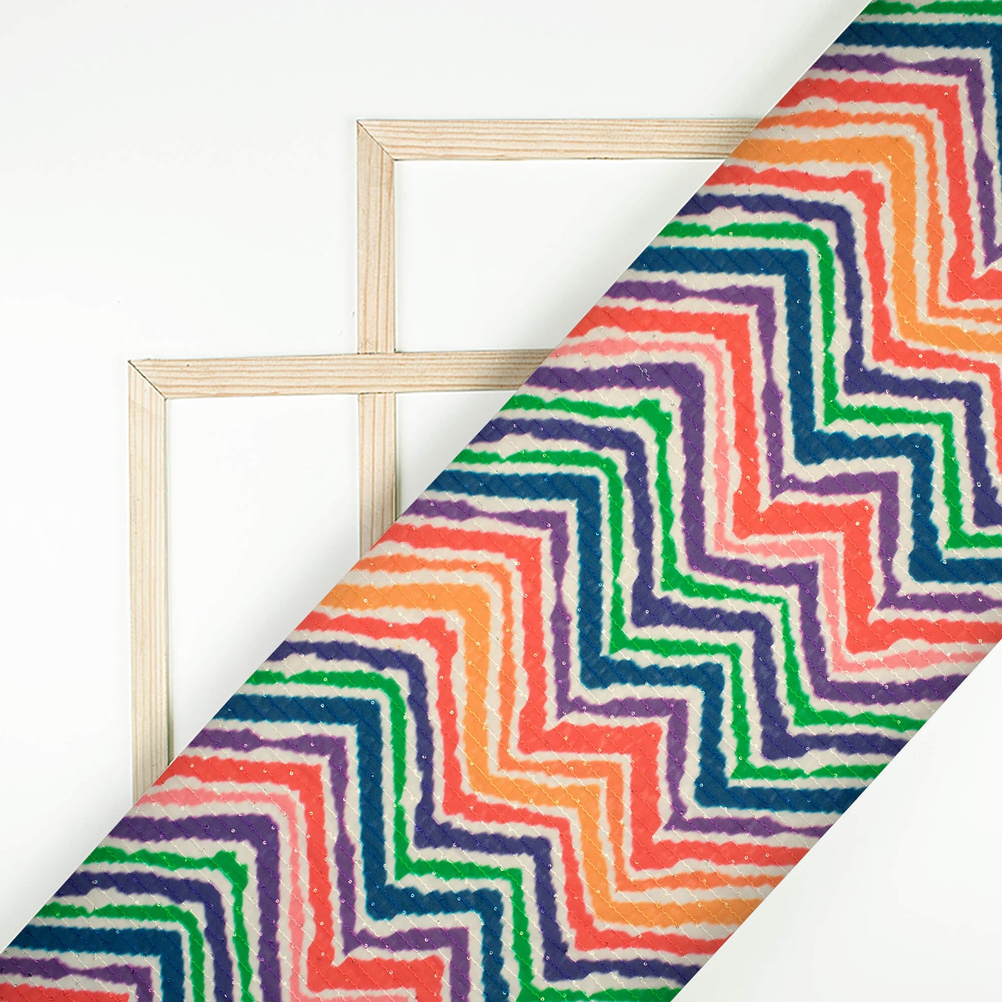 Multi-Color Chevron Digital Print Premium Sequins Georgette Fabric