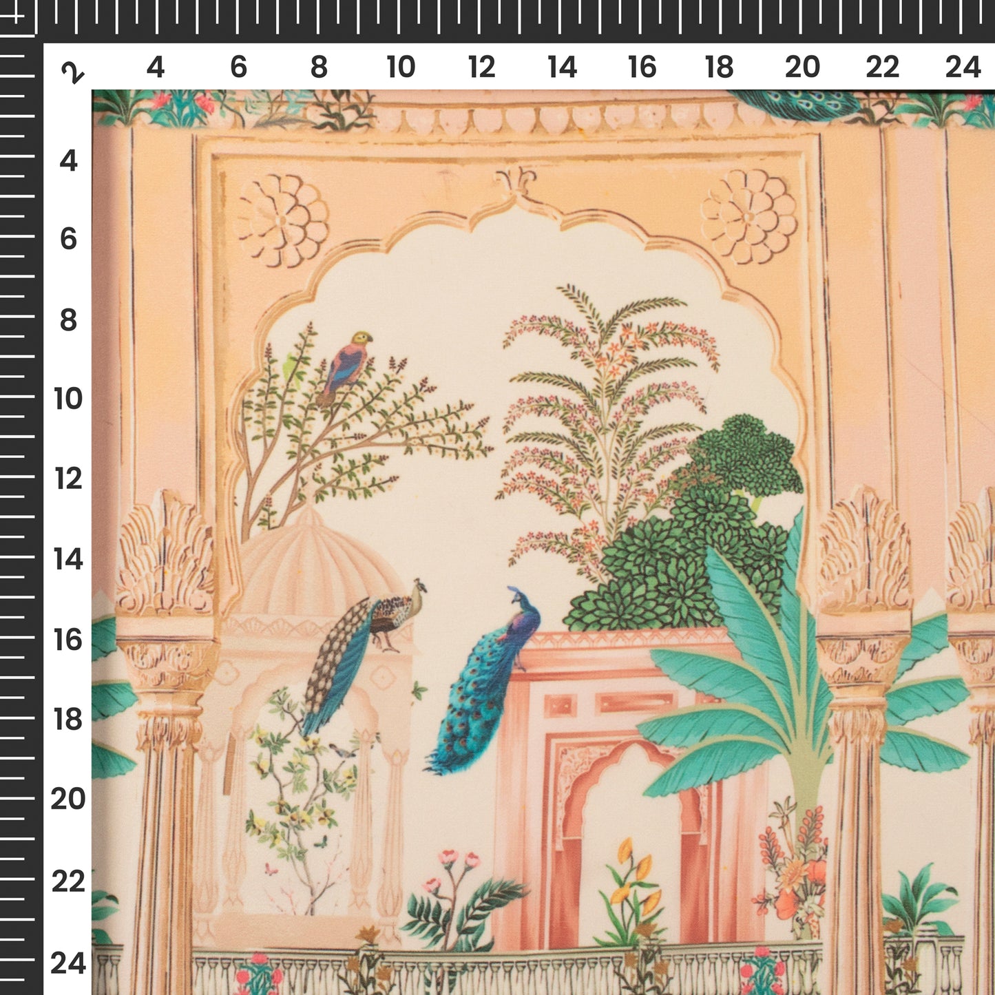 Exclusive Peach Madhuvanii Digital Print Georgette Fabric