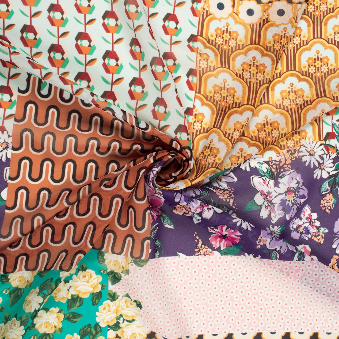 Exclusive Multi-Color Floral Digital Print Georgette Fabric