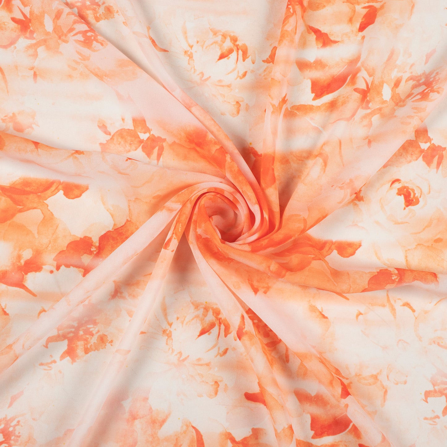 Exclusive Orange Floral Digital Print Georgette Fabric