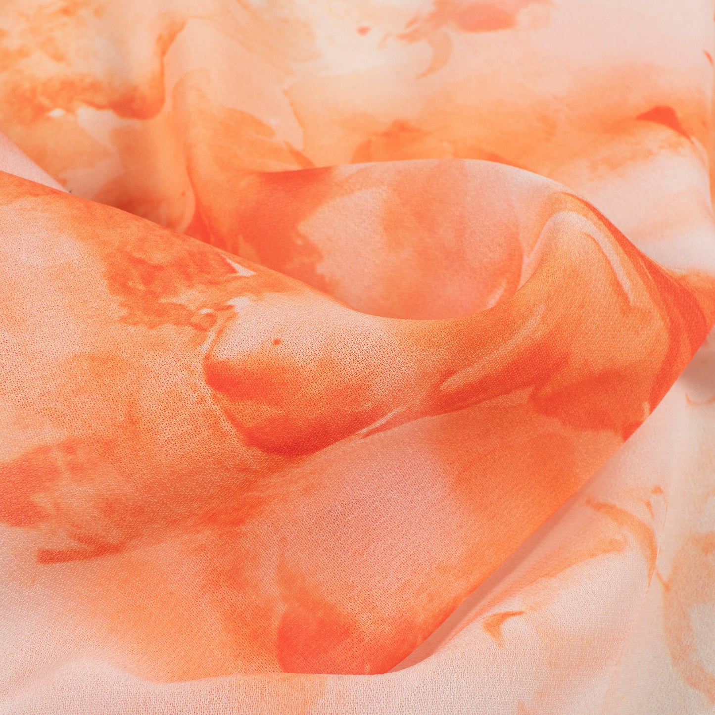 Exclusive Orange Floral Digital Print Georgette Fabric