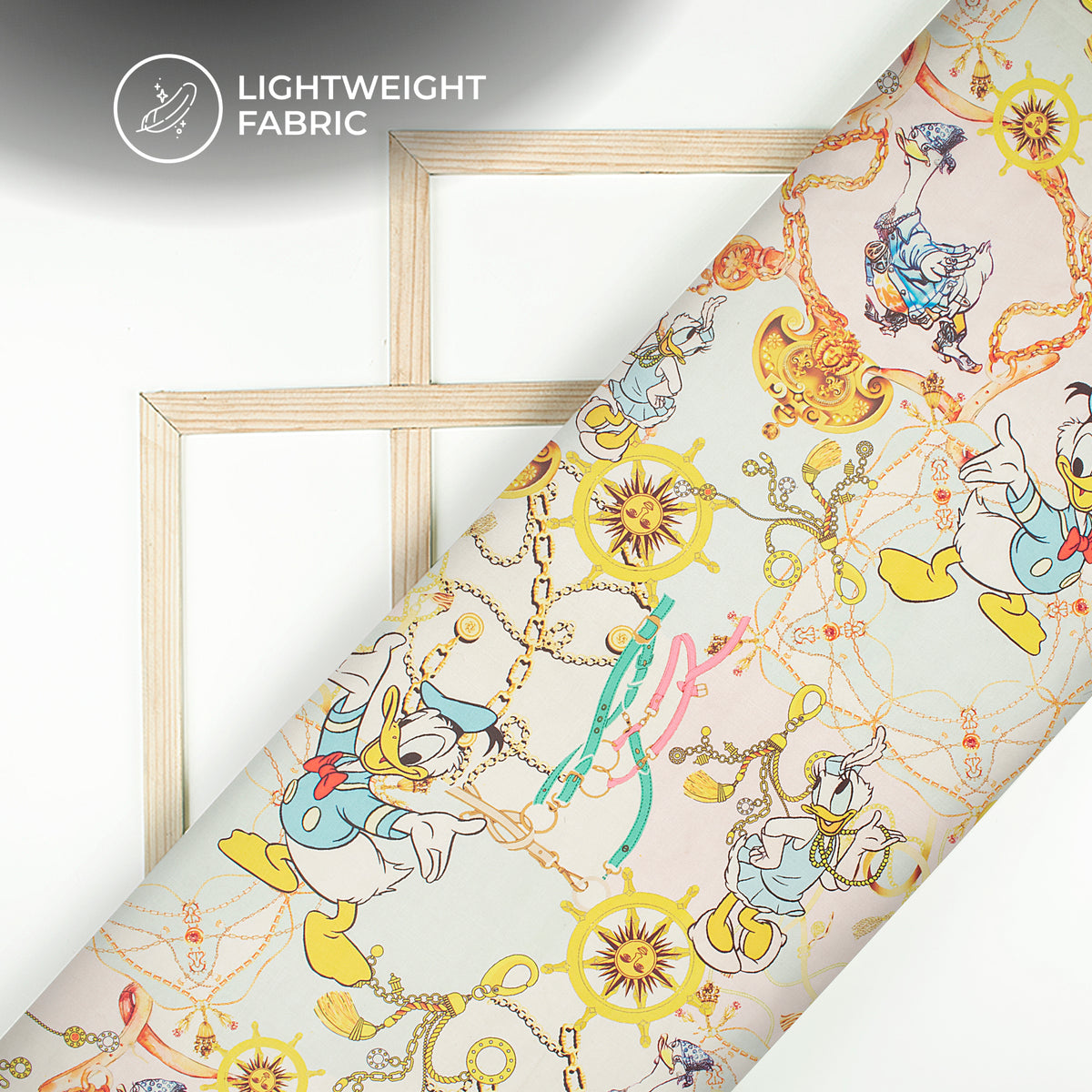 Blush Pink Quirky Digital Print Pure Organza Fabric