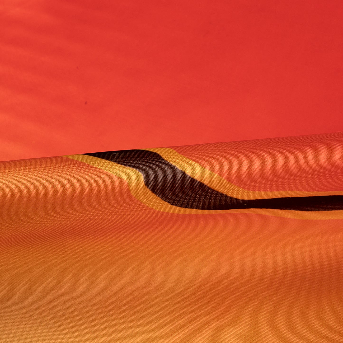 Fire Orange And Yellow Leheriya Digital Print Organza Satin Fabric