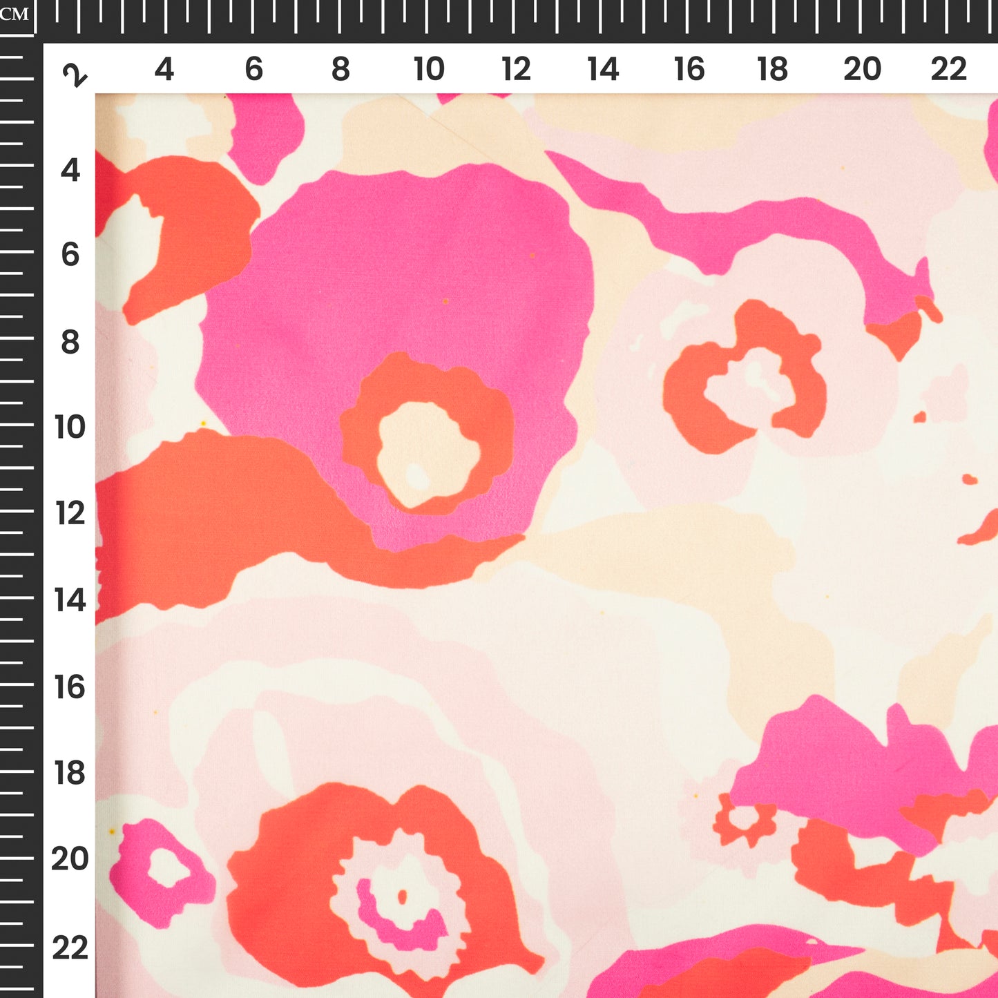 Pink And White Abstract Digital Print Organza Satin Fabric