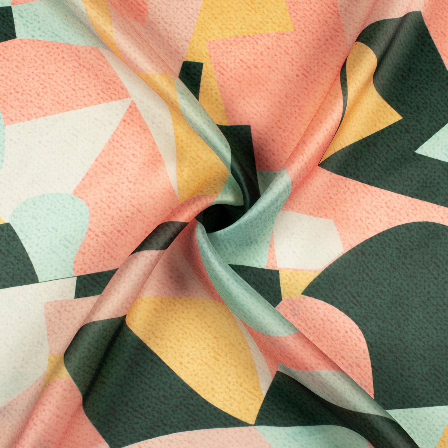 Geometric Peach Digital Print Organza Satin Fabric