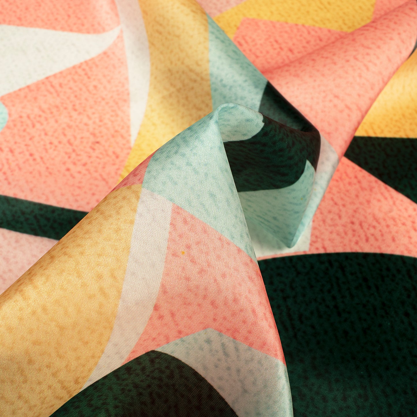 Geometric Peach Digital Print Organza Satin Fabric