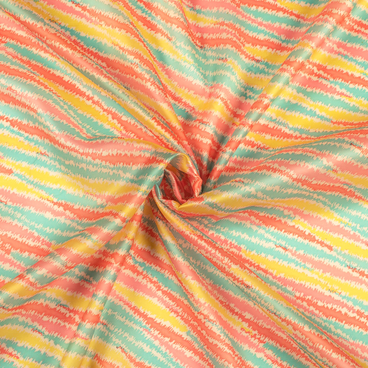 Beautiful Geometric Yellow Digital Print Organza Satin Fabric