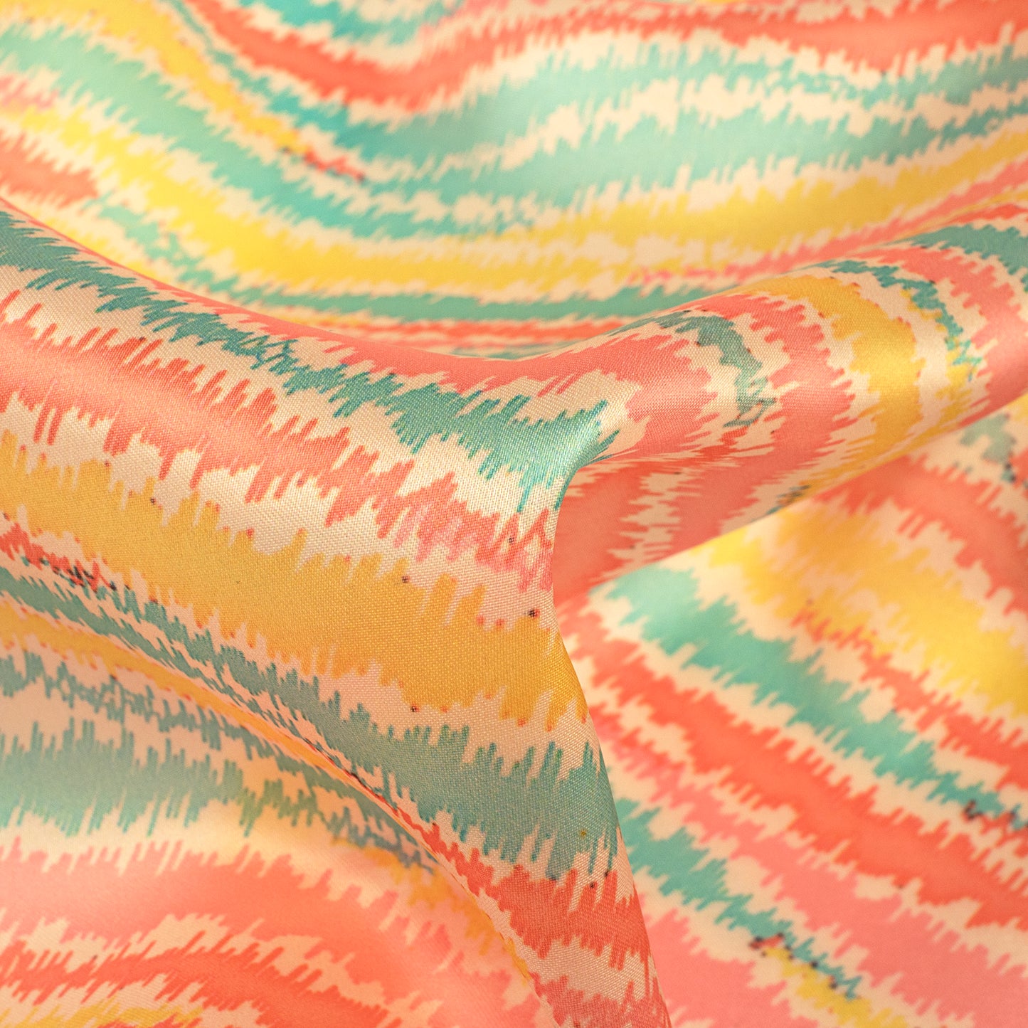 Beautiful Geometric Yellow Digital Print Organza Satin Fabric