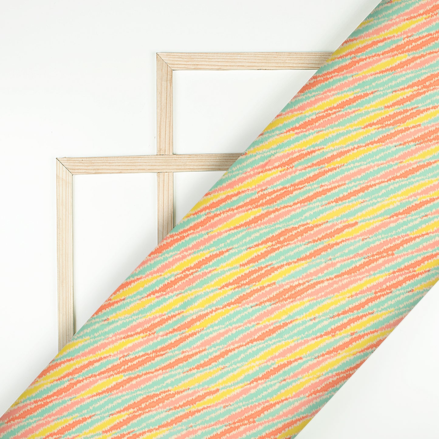 Beautiful Geometric Yellow Digital Print Organza Satin Fabric