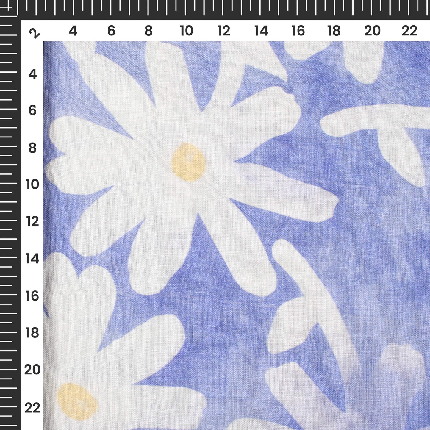 Periwinkle Purple And White Floral Digital Print Swiss Linen Fabric