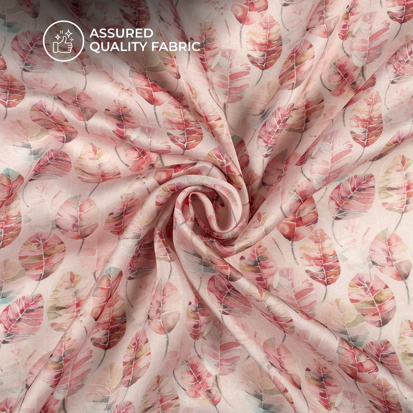 Stunning Pink Leaf Digital Print Georgette Satin Fabric