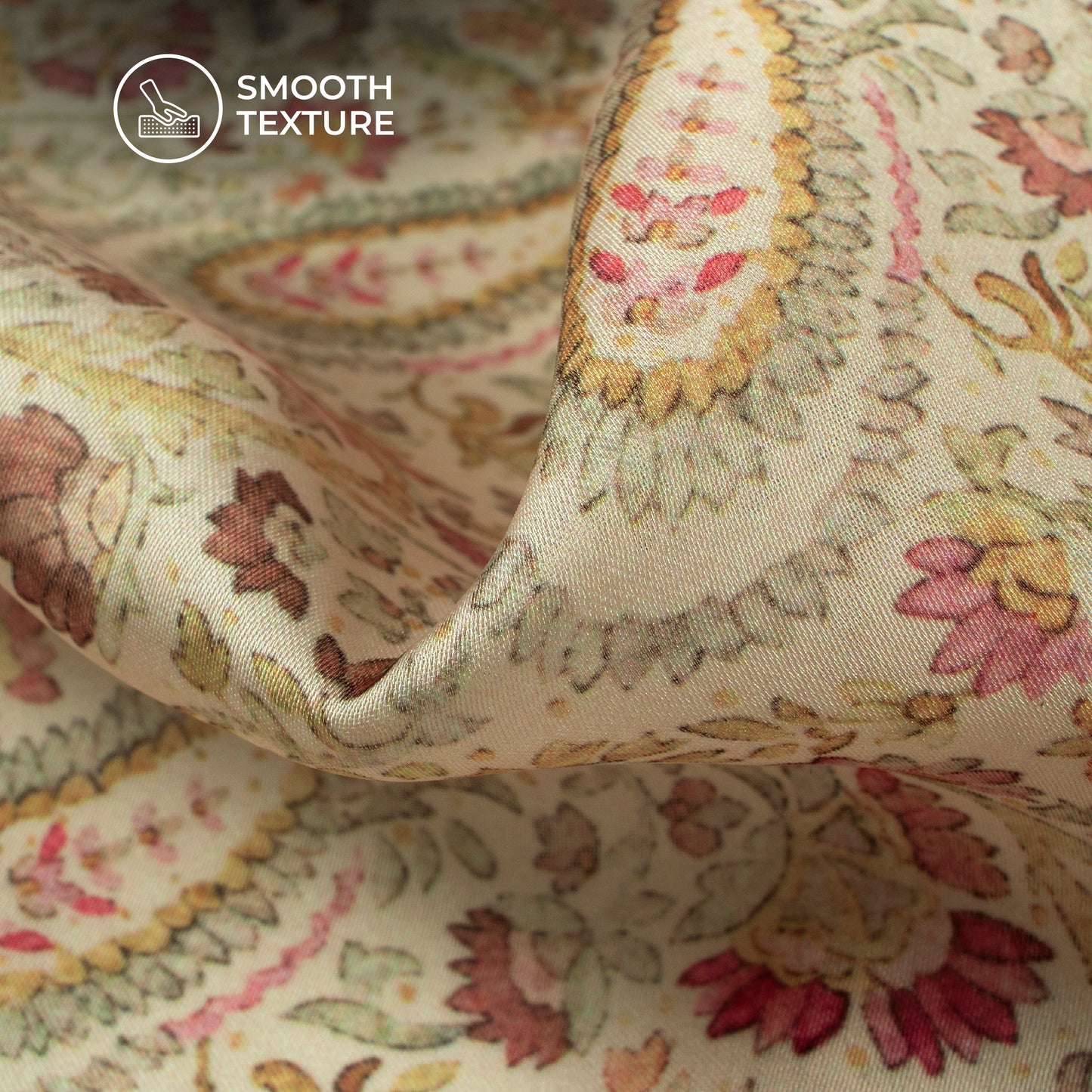 Stylish Paisley Digital Print Georgette Satin Fabric