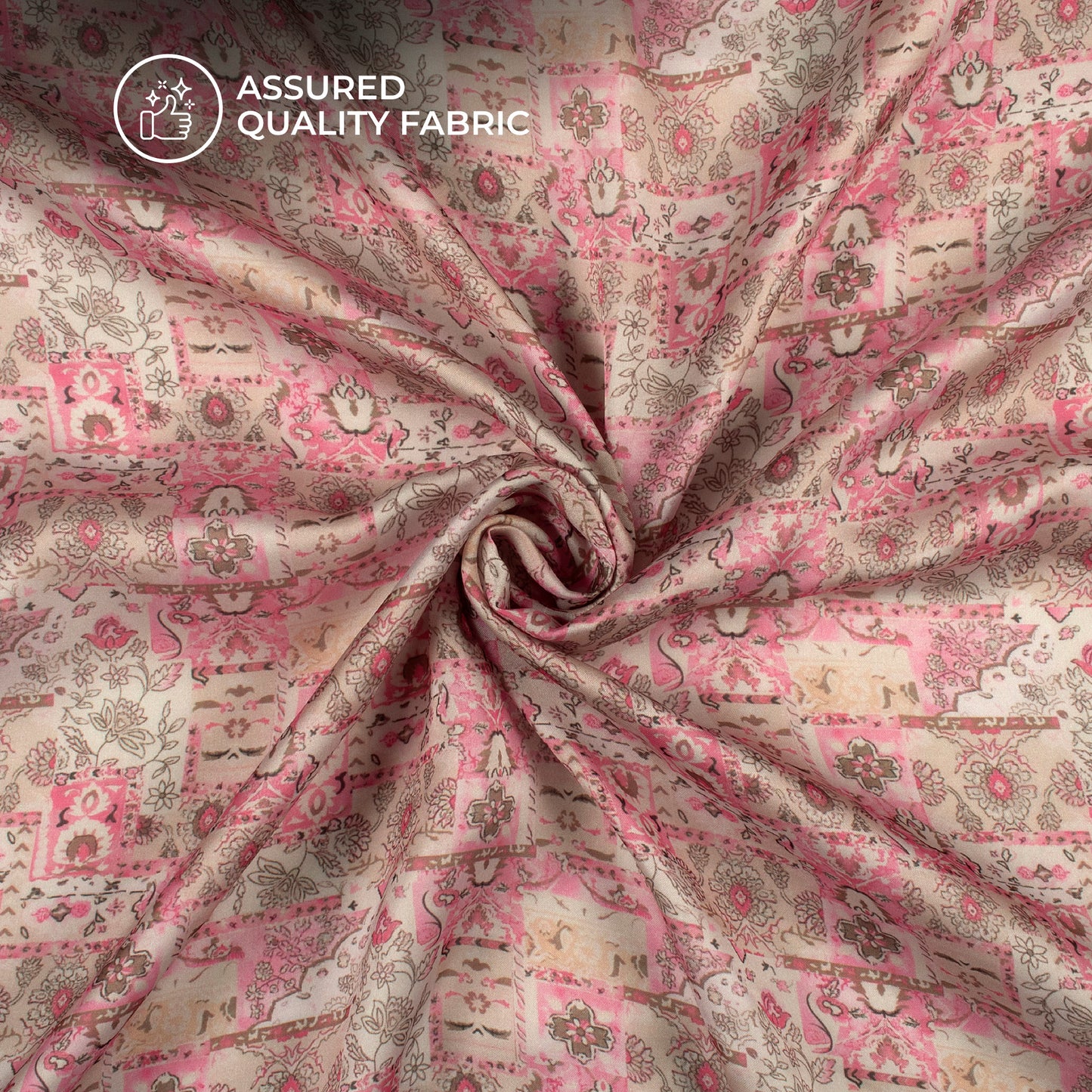 Lovely Pink Floral Digital Print Georgette Satin Fabric