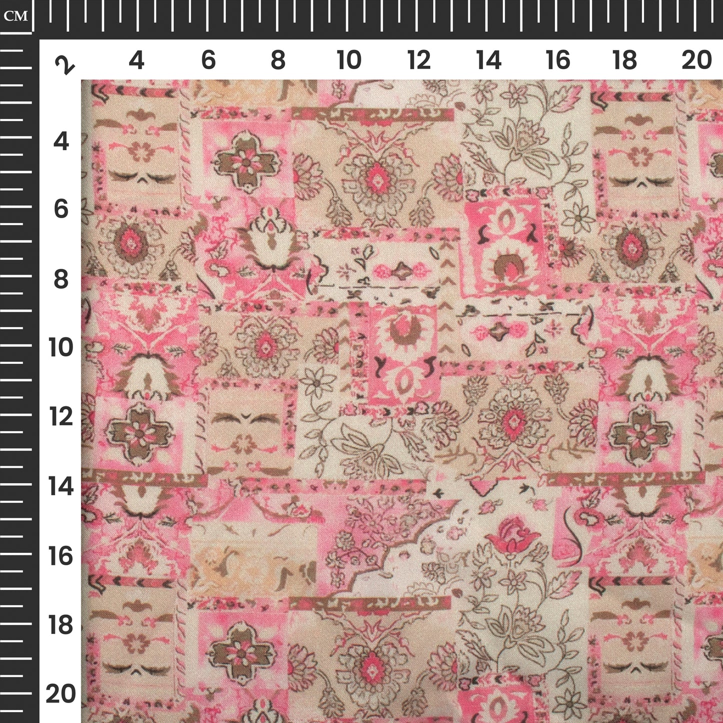 Lovely Pink Floral Digital Print Georgette Satin Fabric