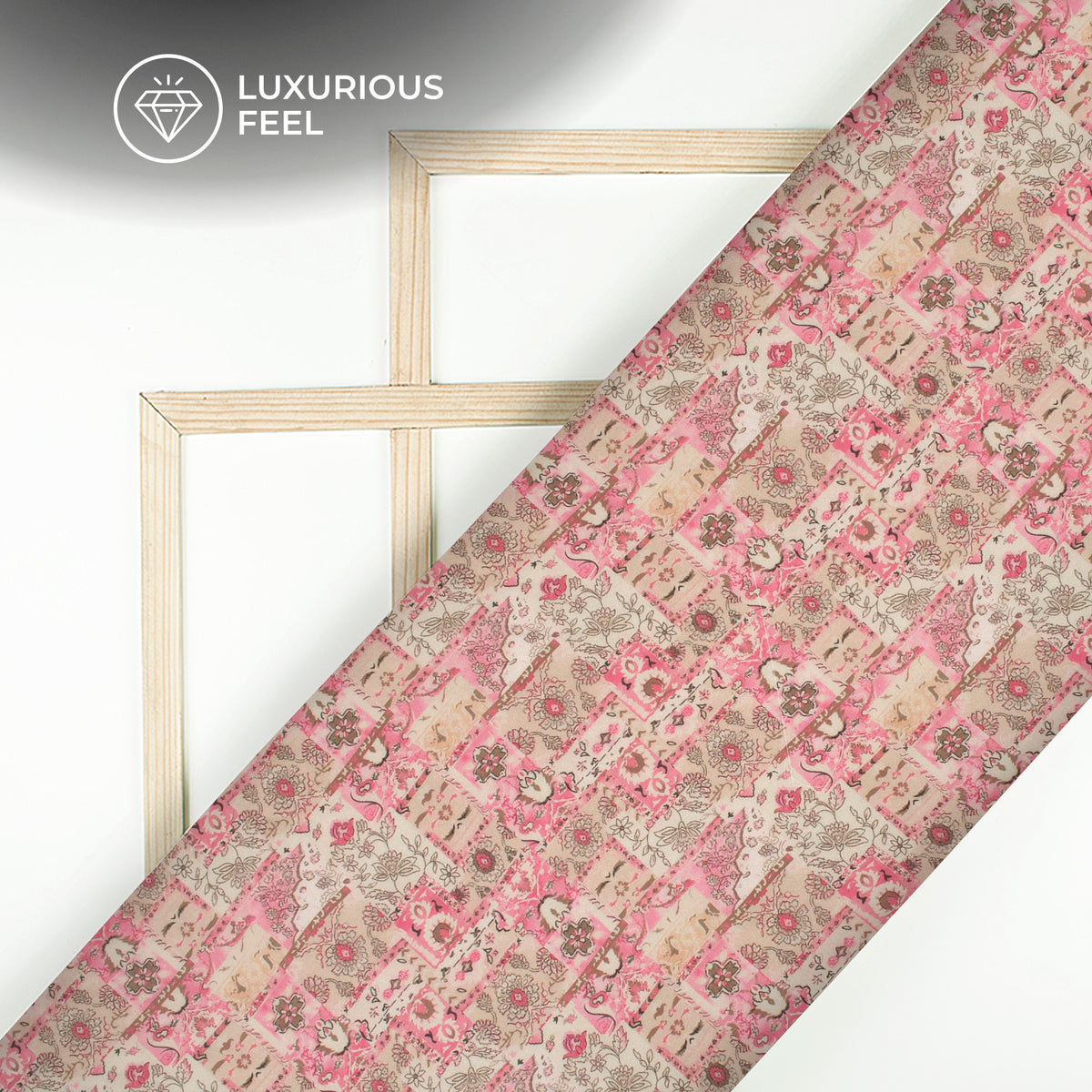 Lovely Pink Floral Digital Print Georgette Satin Fabric
