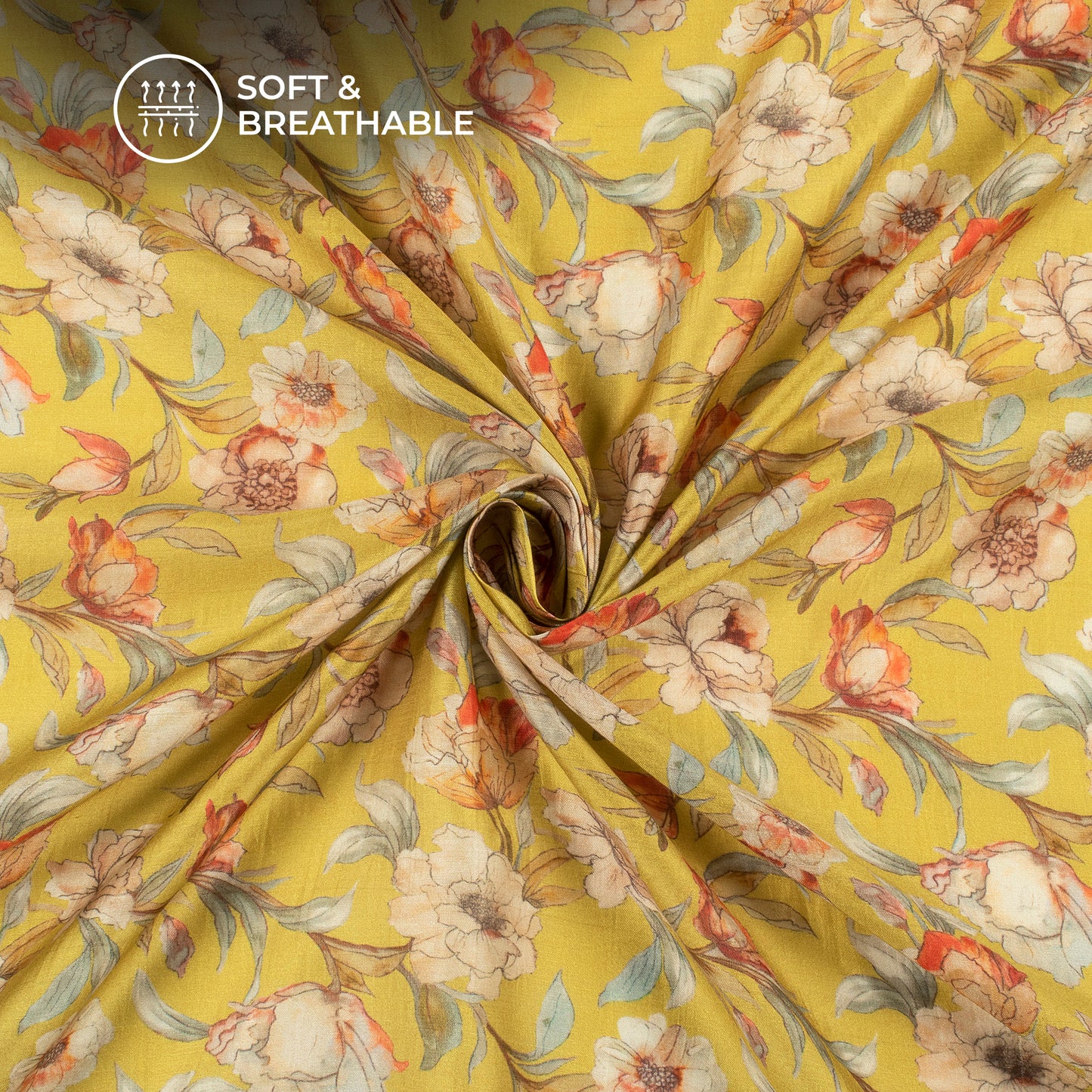 Lovely Floral Digital Print Viscose Muslin Fabric