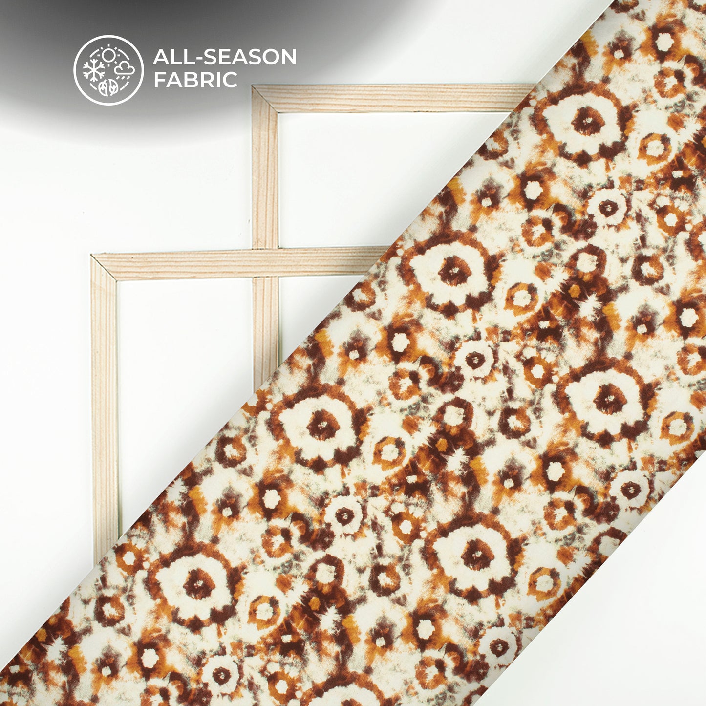 Pecan Brown Tye And Dye Digital Print Linen Textured Fabric (Width 56 Inches)