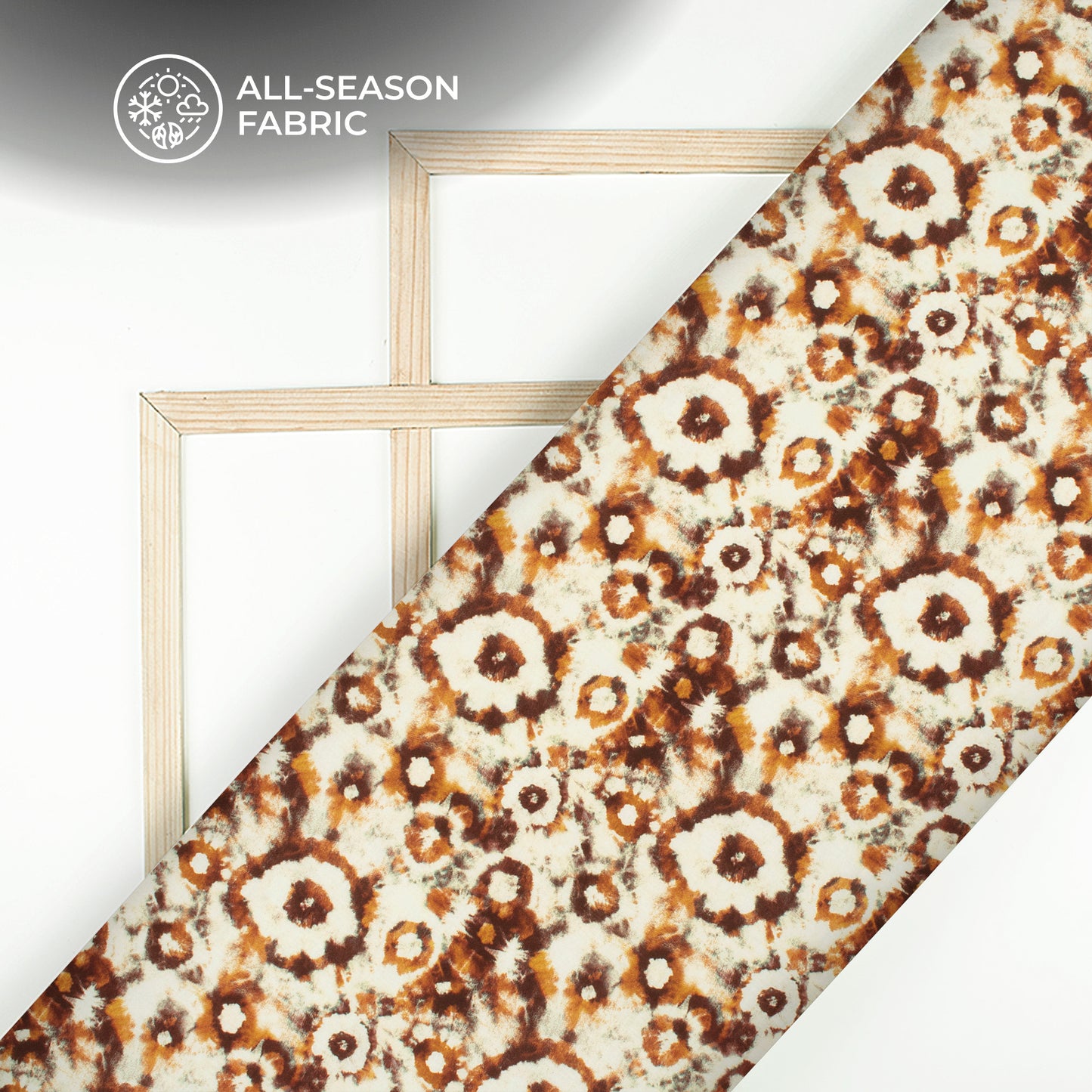 Pecan Brown Tie And Dye Digital Print Linen Textured Fabric (Width 56 Inches)