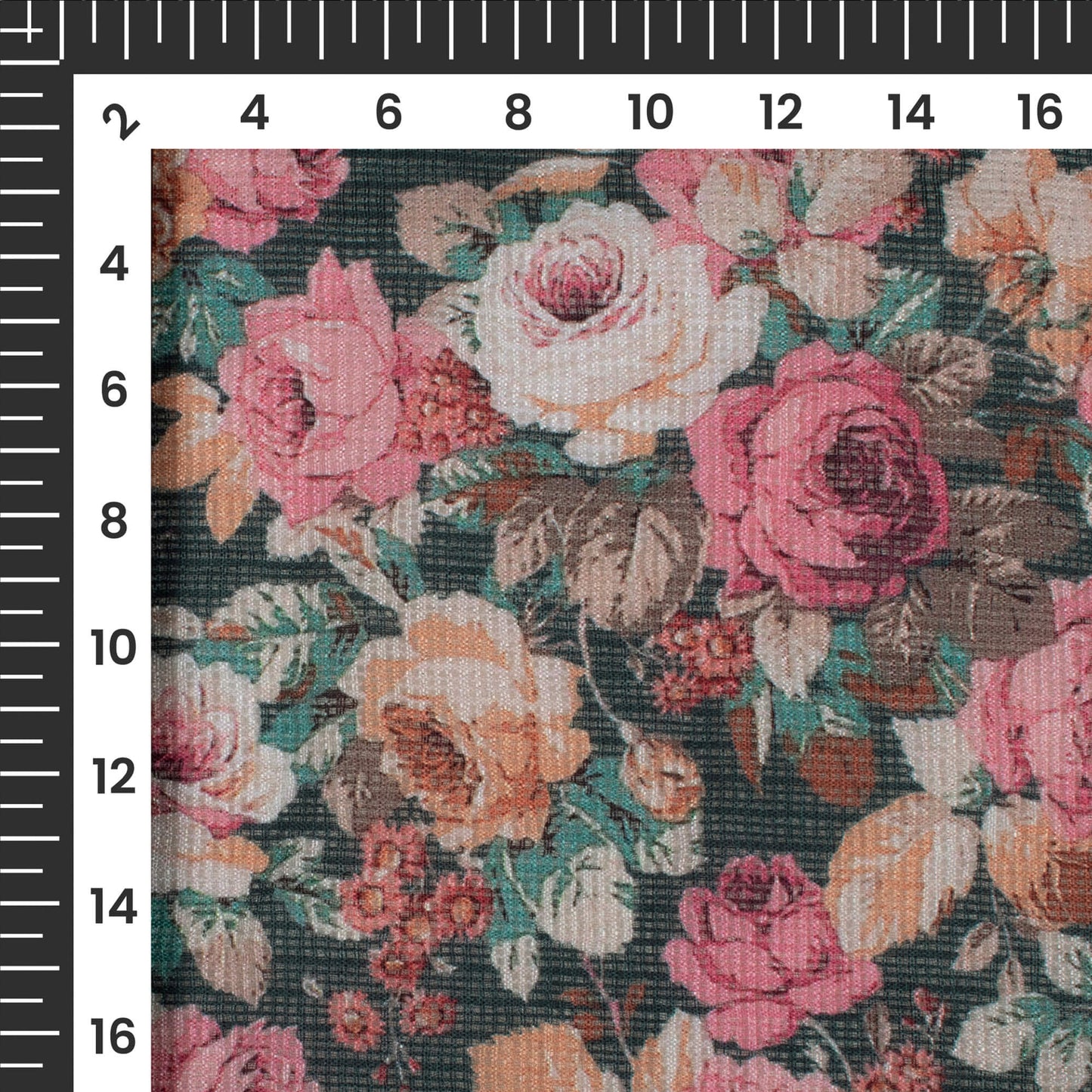 Hot Pink Floral Digital Print Kota Doria Fabric