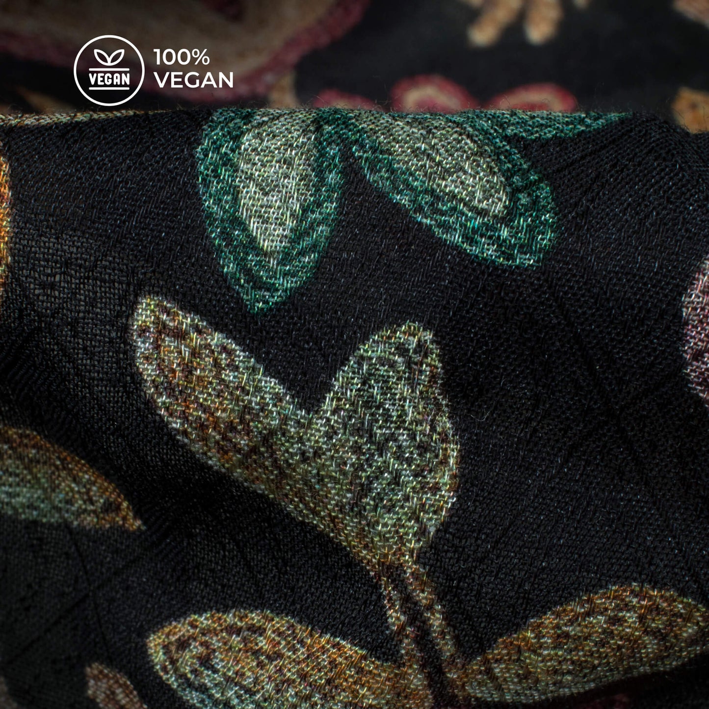 Classic Black Floral Printed Sustainable Corn Fabric