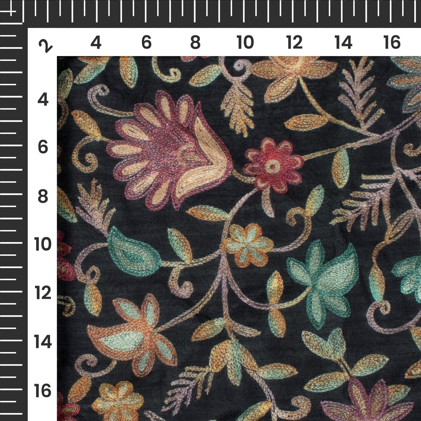 Classic Black Floral Printed Sustainable Corn Fabric