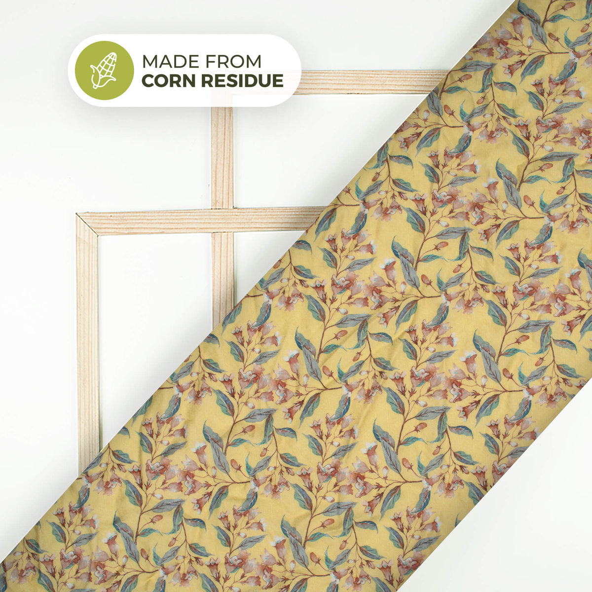 Vintage Leafage Printed Sustainable Corn Fabric