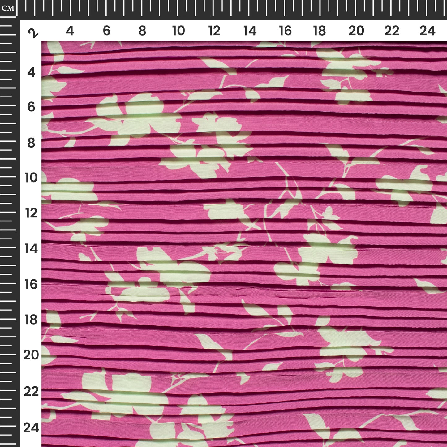 Blooming Floral Pleated Crepe Satin Fabric