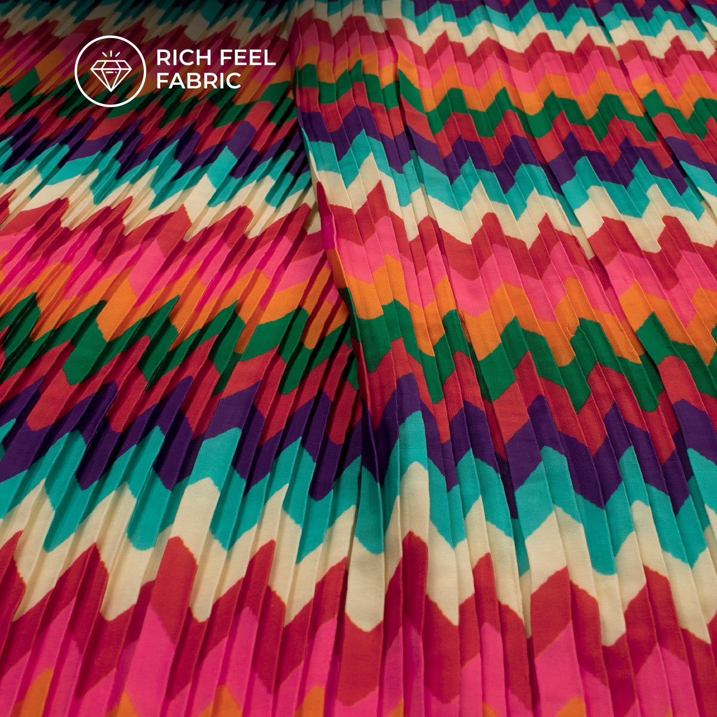 Bestselling Chevon Pleated Crepe Satin Fabric