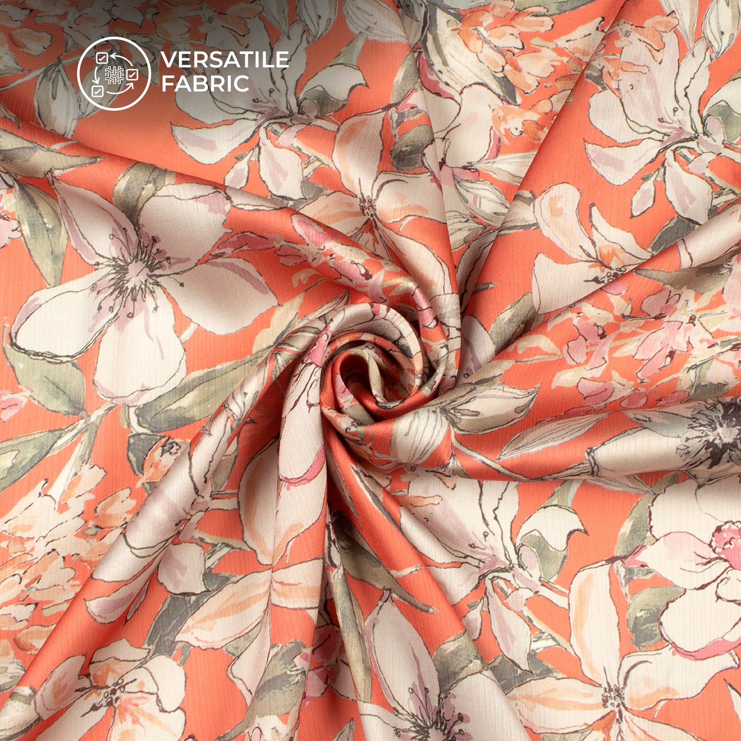 Bestselling Floral Digital Print Chiffon Satin Fabric