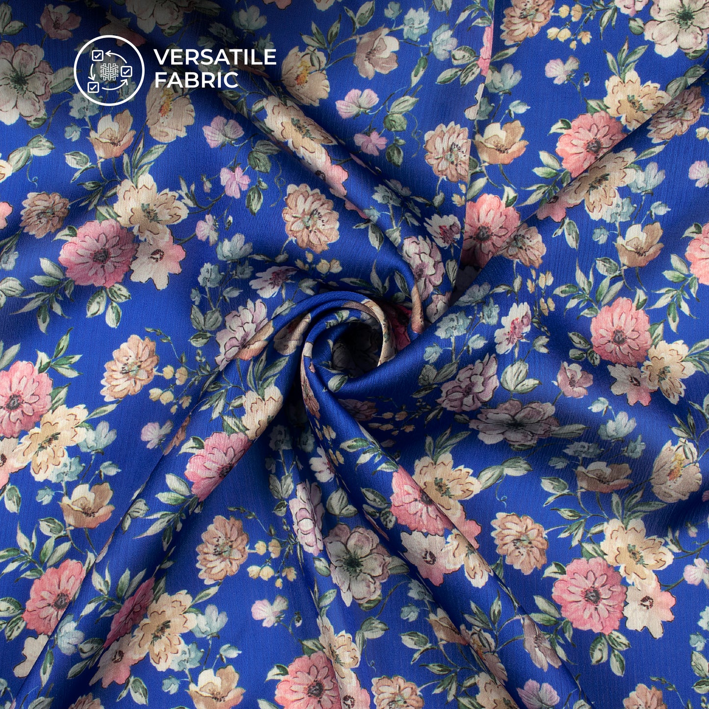 Beautiful Royal Floral Digital Print Chiffon Satin Fabric