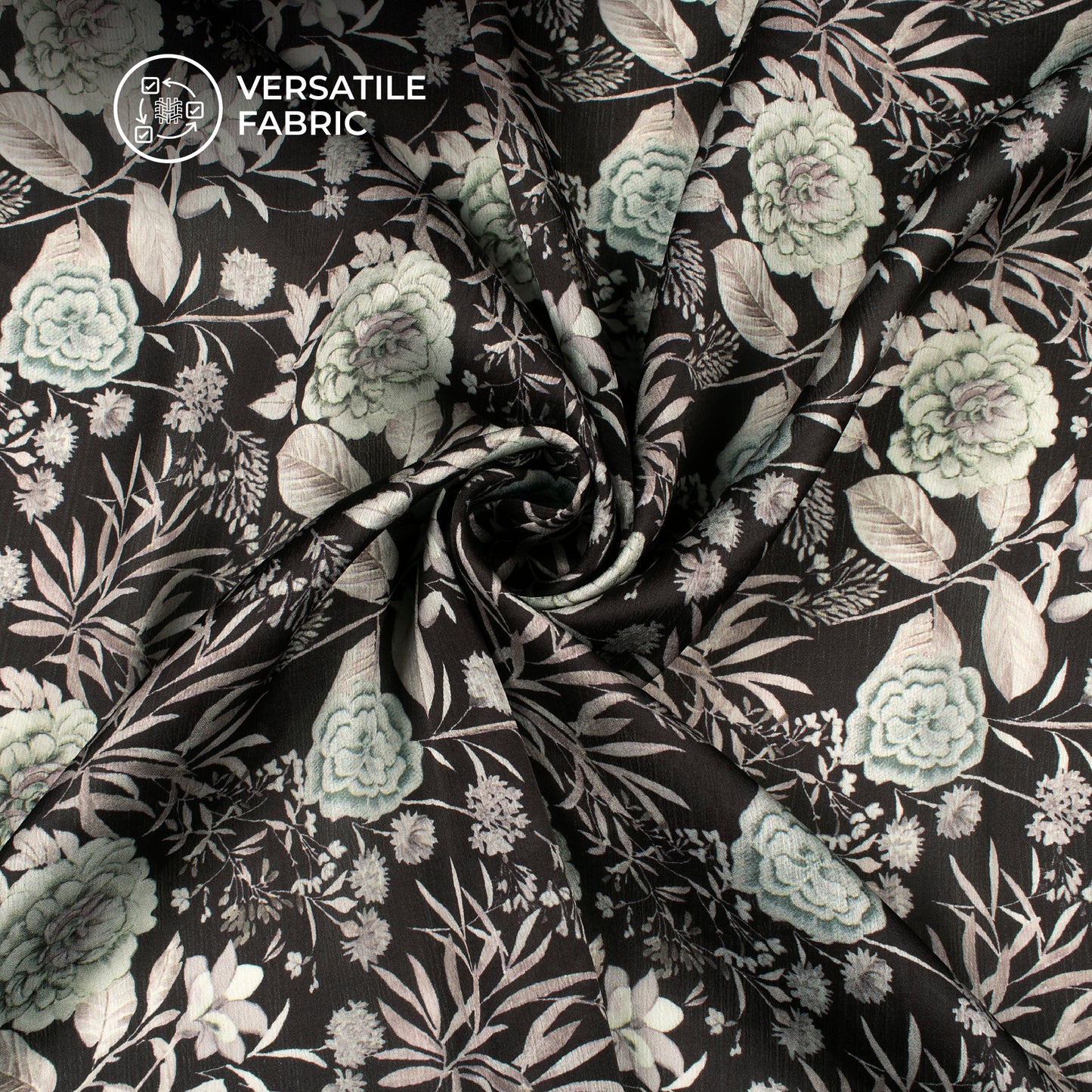 Lovely Floral Digital Print Chiffon Satin Fabric