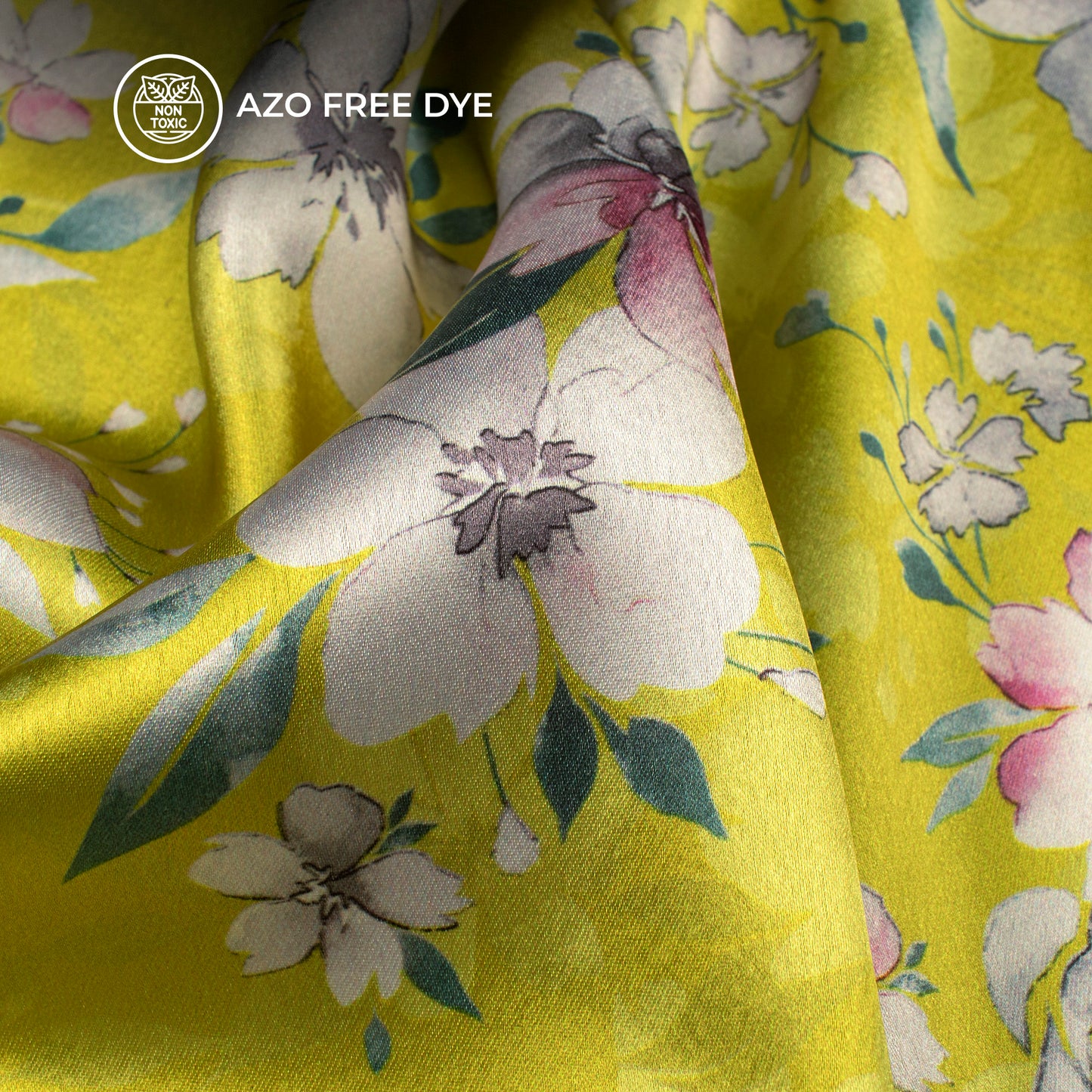 Exotic Floral Digital Print Japan Satin Fabric