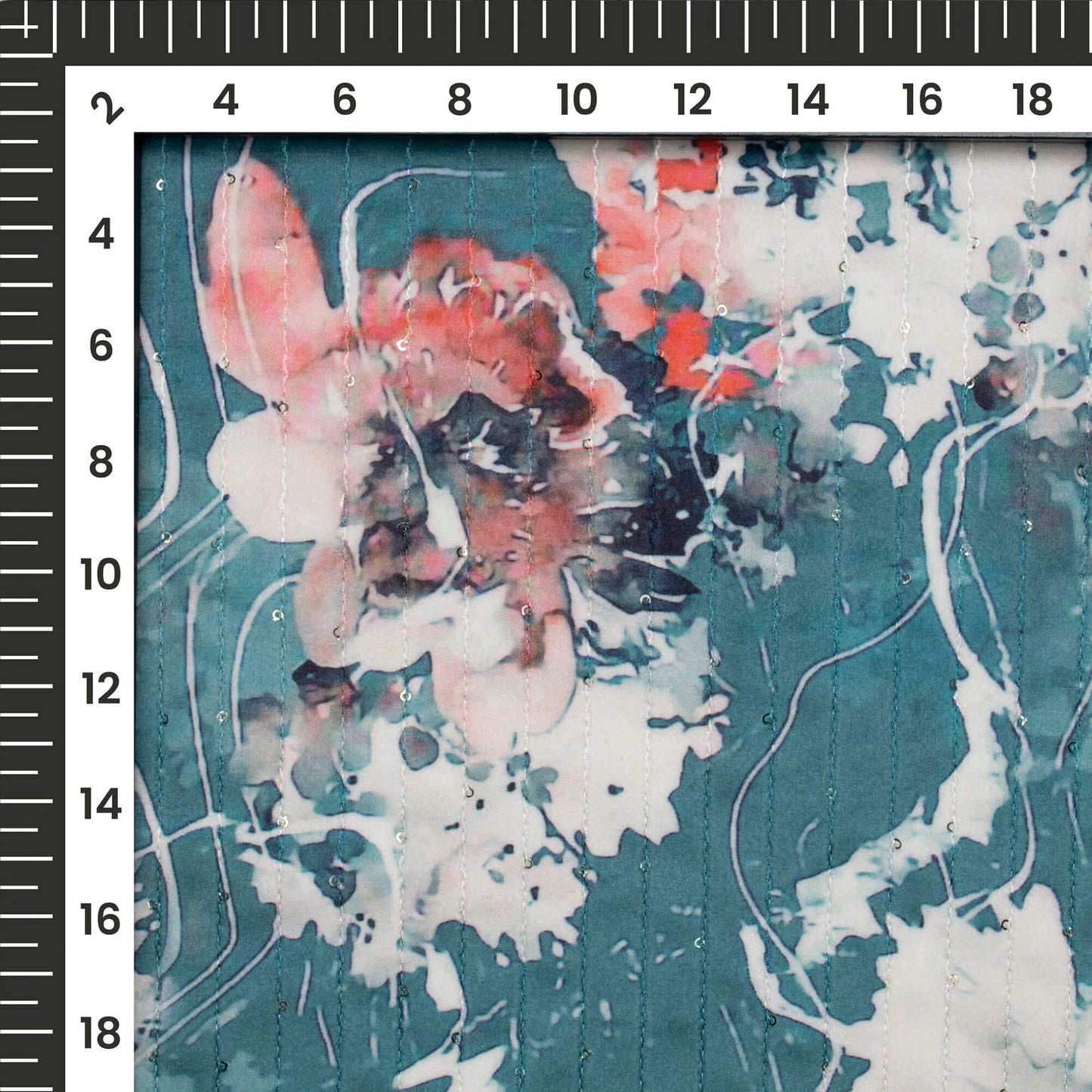 Beautiful Floral Digital Print Superior Sequins Velvet Fabric (Width 58 Inches)