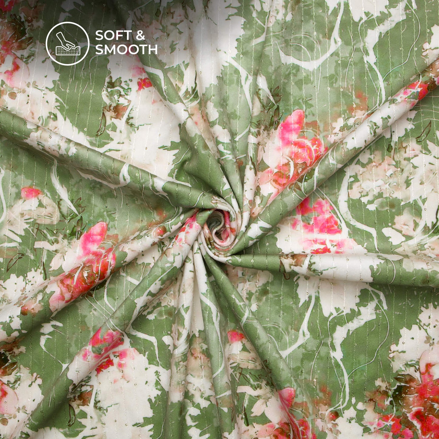 Beautiful Floral Digital Print Superior Sequins Velvet Fabric (Width 58 Inches)