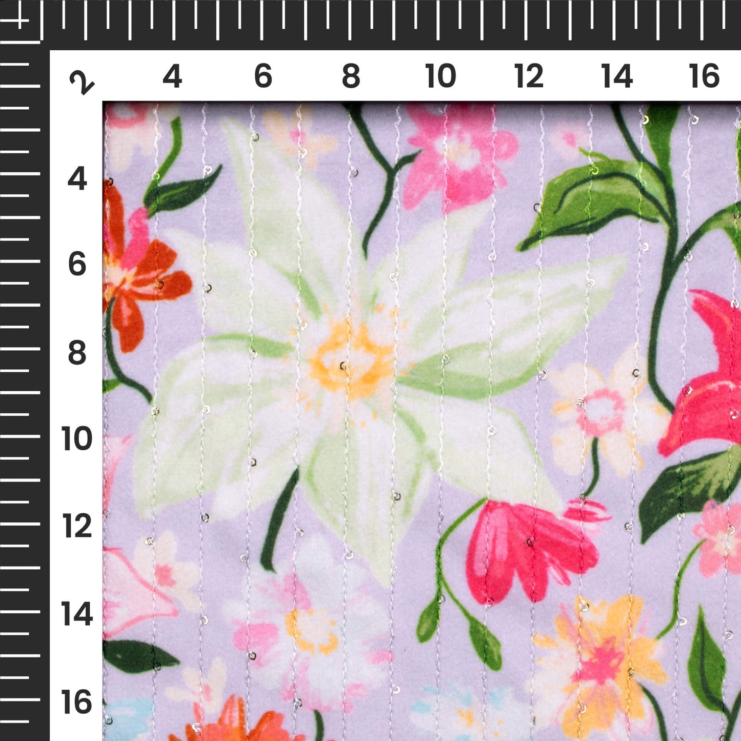 Classic Floral Digital Print Superior Sequins Velvet Fabric (Width 54 Inches)