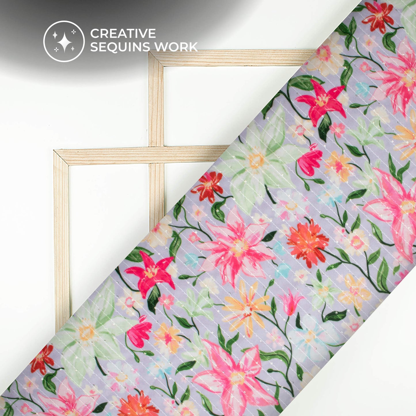 Classic Floral Digital Print Superior Sequins Velvet Fabric (Width 58 Inches)