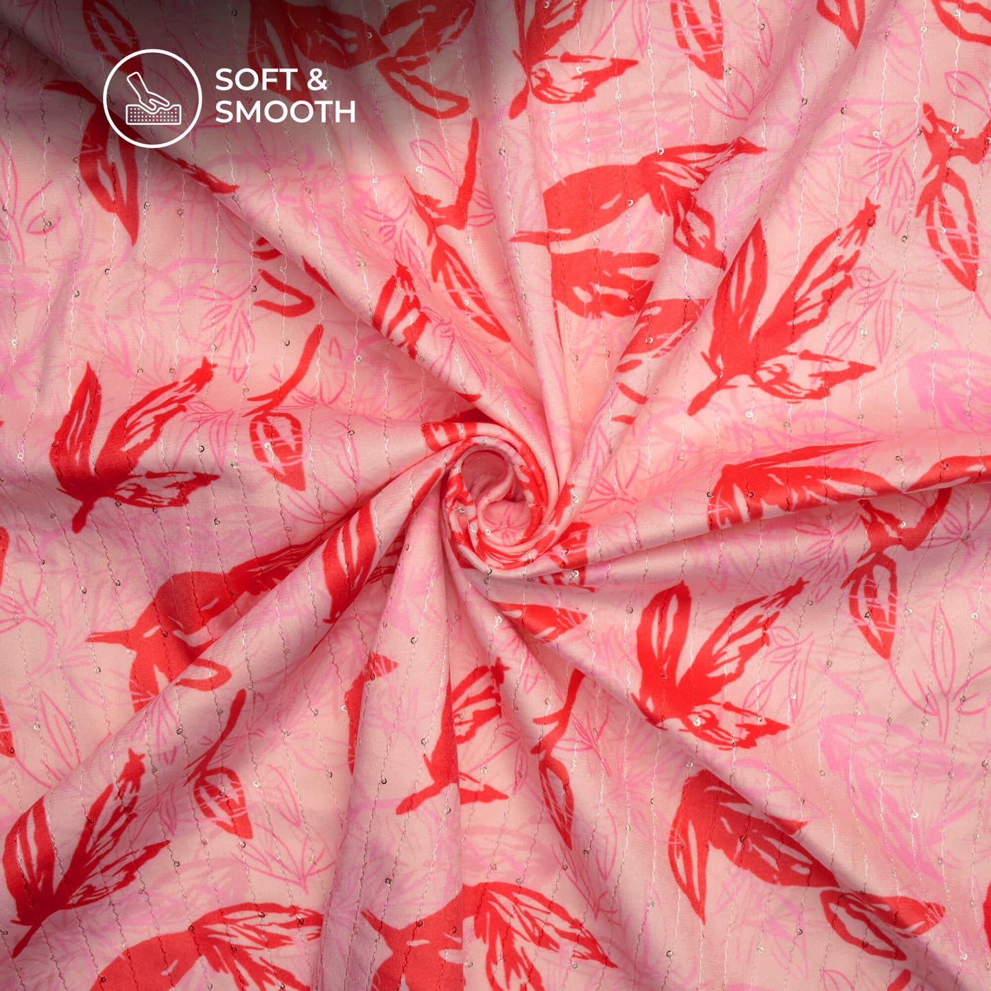 Expressive Floral Digital Print Superior Sequins Velvet Fabric (Width 58 Inches)
