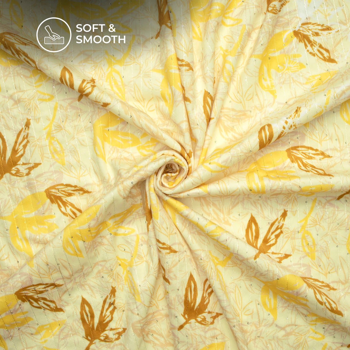 Expressive Floral Digital Print Superior Sequins Velvet Fabric (Width 54 Inches)