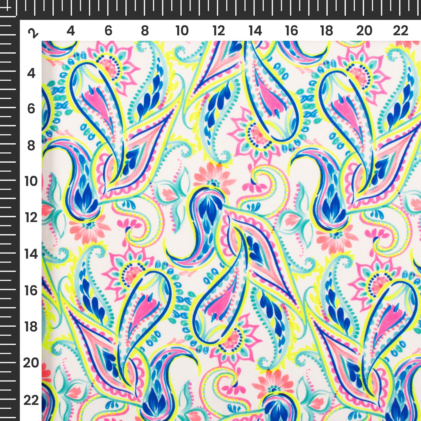 Electric Garden: Bespoke Paisley Digital Print Rayon Fabric