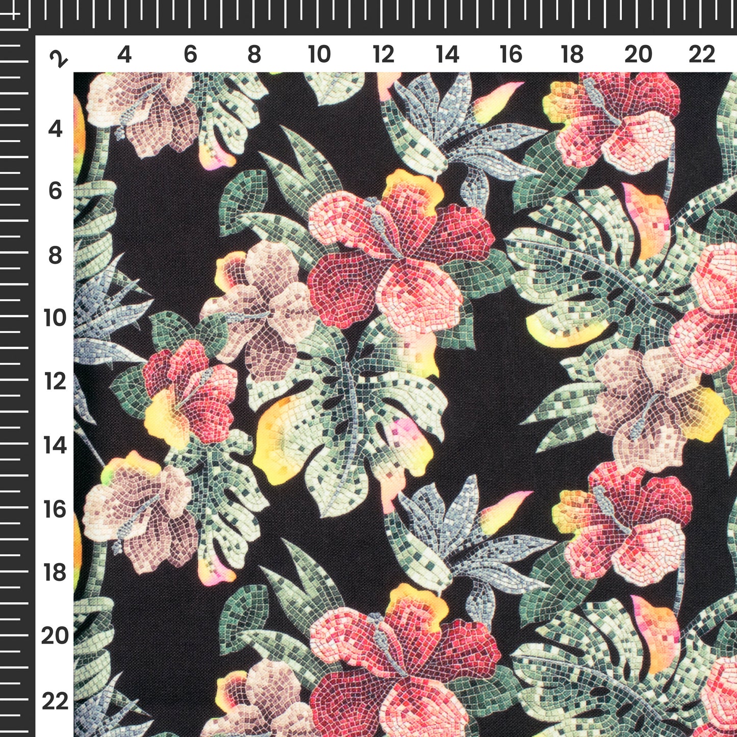 Neon Splendor: Floral Digital Print Rayon Fabric