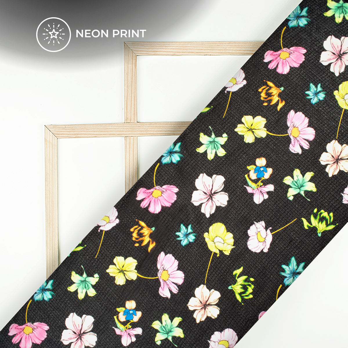 Neon Floral Digital Print Kota Doria Fabric