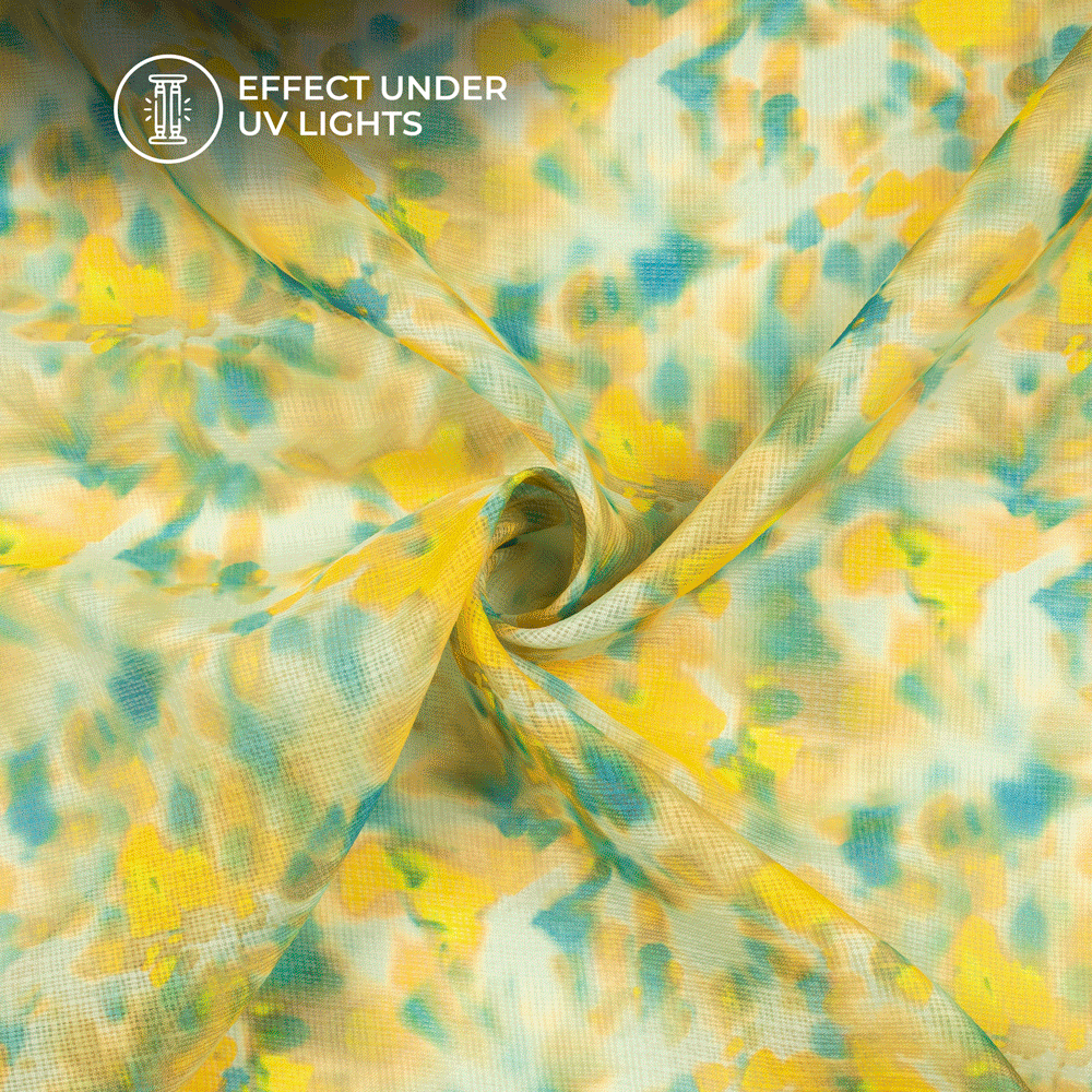 Neon Best Selling: Tye And Dye Digital Print Kota Doria Fabric