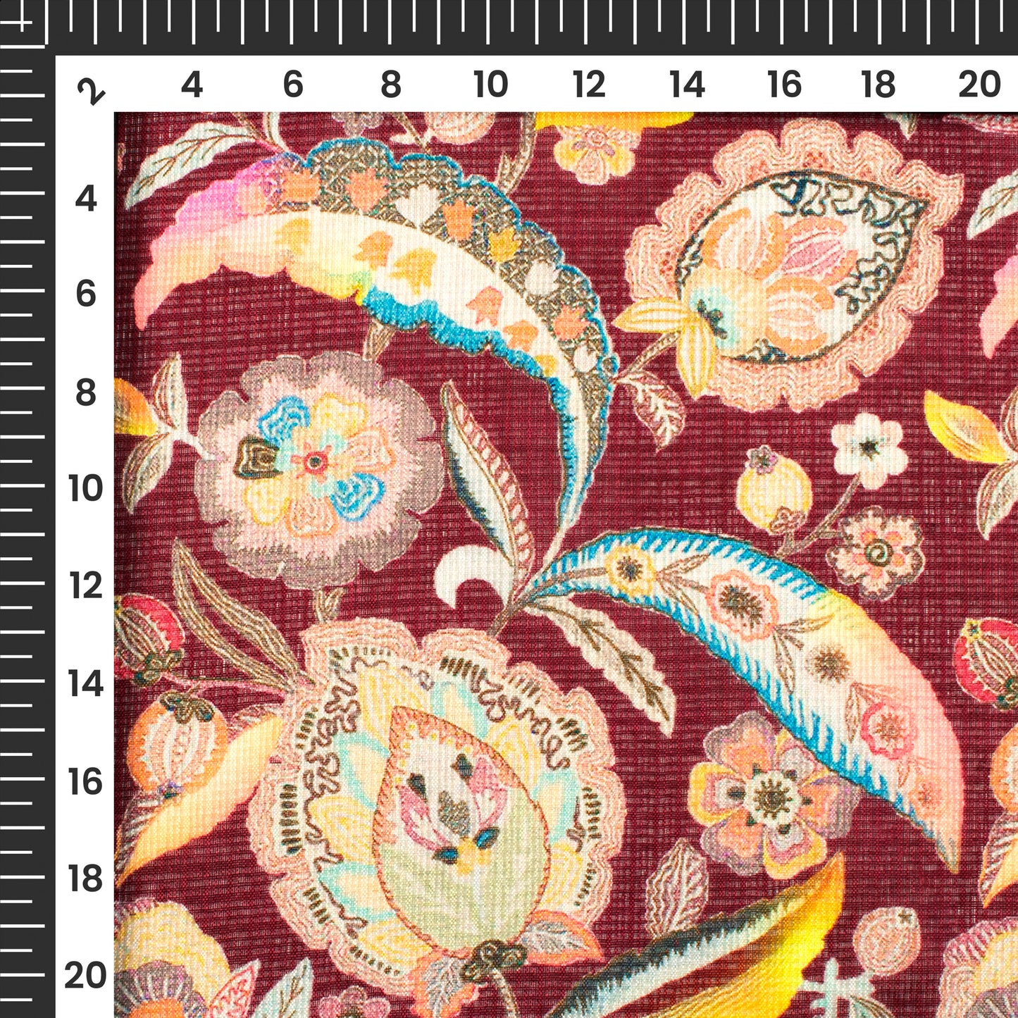 Neon Garden: Luxurious Digital Print Kota Doria Fabric