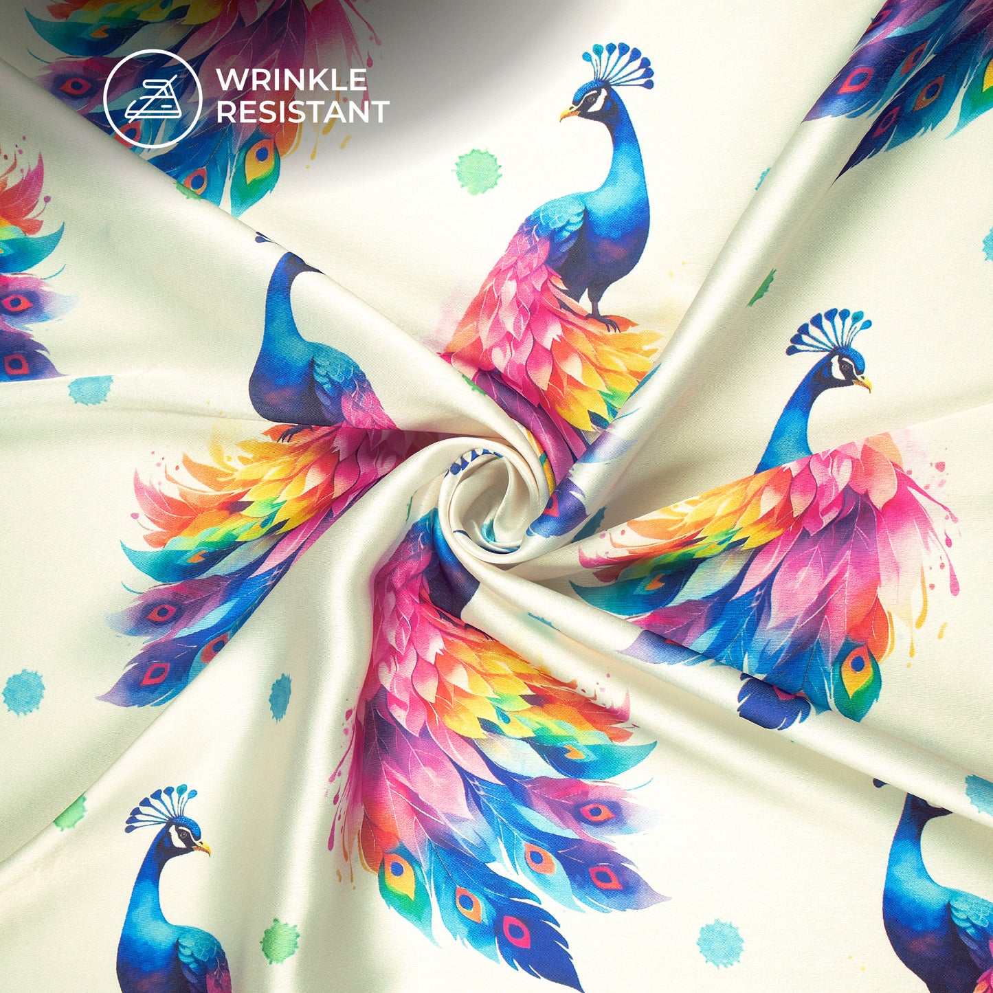 Festive Finds: Peacock Digital Print Japan Satin Fabric